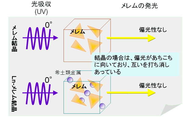 図4 同じ成分による偏光発光性の組織の違いによる比較